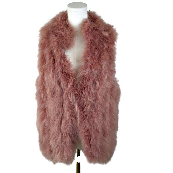Hot & Delicious LARGE Apricot Dusty Pink Feather Vest Festival Western - Picture 2 of 9